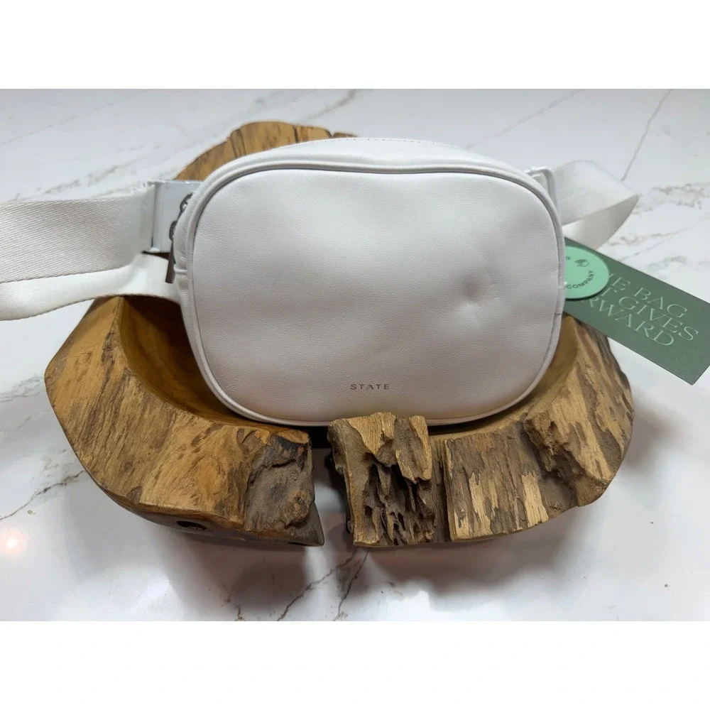 STATE Bags Bennett Fanny Pack White Vegan Leather Belt Bag Crossbody NEW